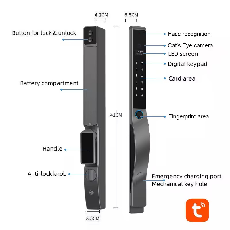 Khóa vân tay tự động cửa nhôm DR - 002 (Face ID)