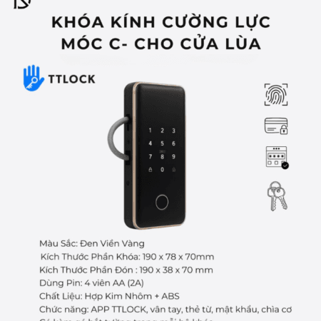 khóa cửa kính cường lực thông minh dr-063