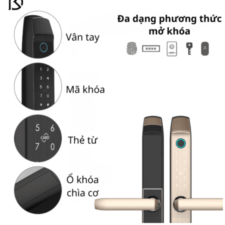 khóa thông minh vân tay dr-004 màu đen hiện đại