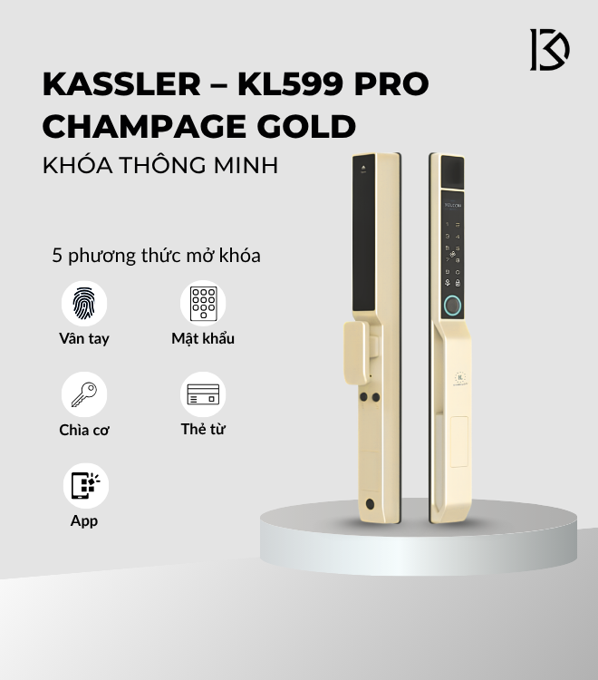 khóa cửa thông minh KASSLER – KL 599 PRO CHAMPAGNE GOLD